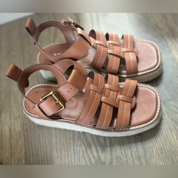 Boden Tan Brown Espadrille Sandals Women’s size 37 - Picture 1 of 10